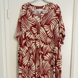 Red and Cream Leaf dress/Caftan